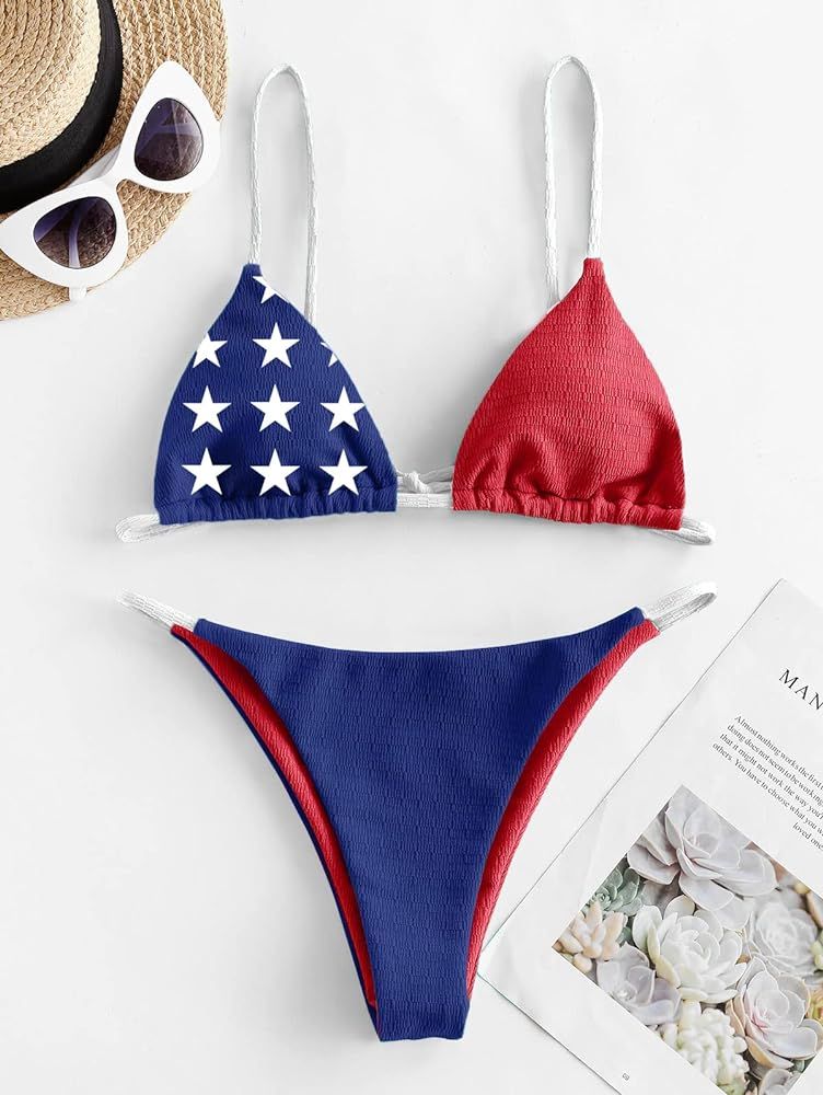 Women’s Swimsuits American Flag Patriotic Bikini July Fourth Memorial Day Outfits America #LTKswim | Amazon (US)