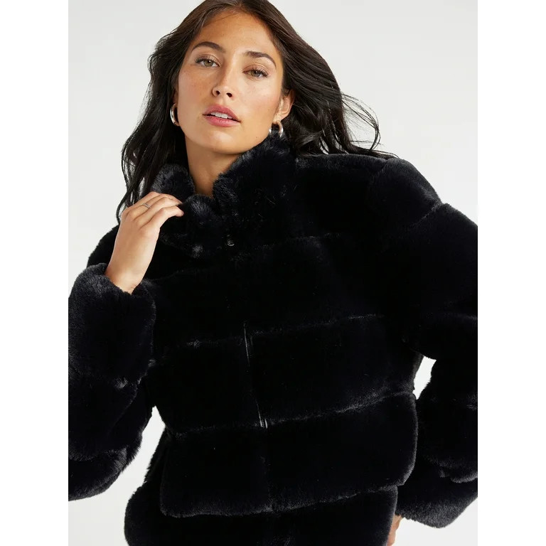 Sofia Jeans Women's Faux Fur Chubby Jacket, Sizes XXS-3XL | Walmart (US)