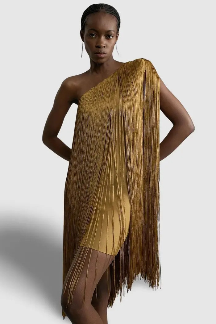 Asymmetric Draped Fringe Mini Dress | Nordstrom