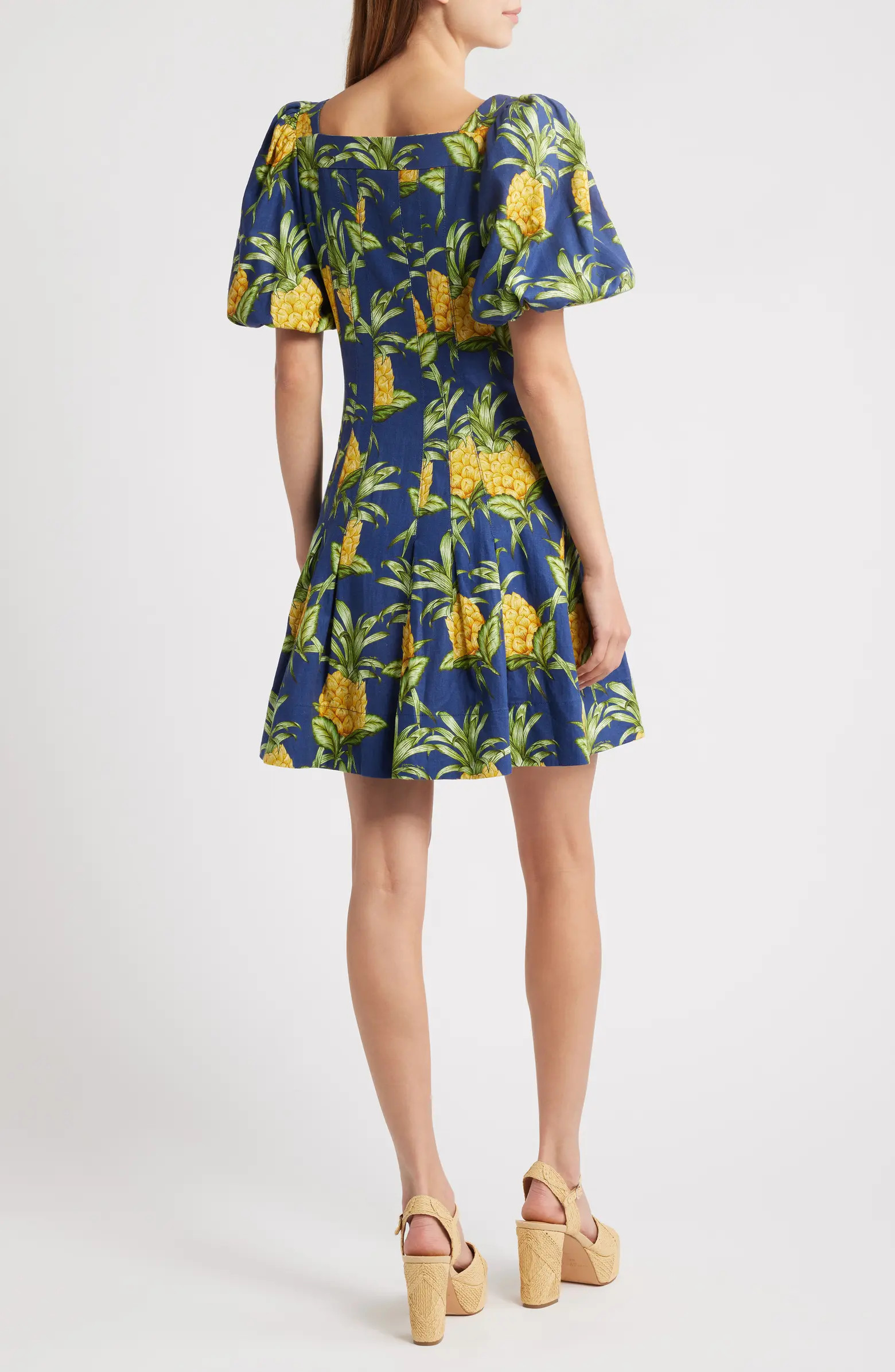 FARM Rio Pineapple Print Linen Blend Minidress | Nordstrom | Nordstrom