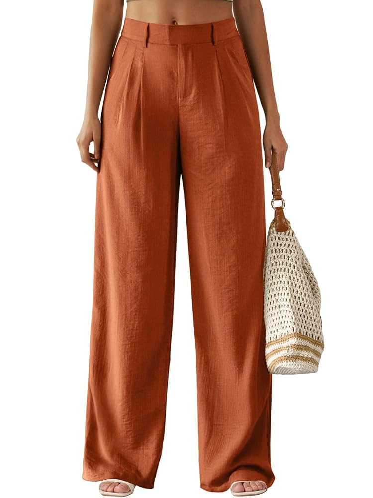 Feiersi Women's Wide Leg Pants Casual High Waisted Slacks Straight Dressy Pants Palazzo Trousers ... | Amazon (US)