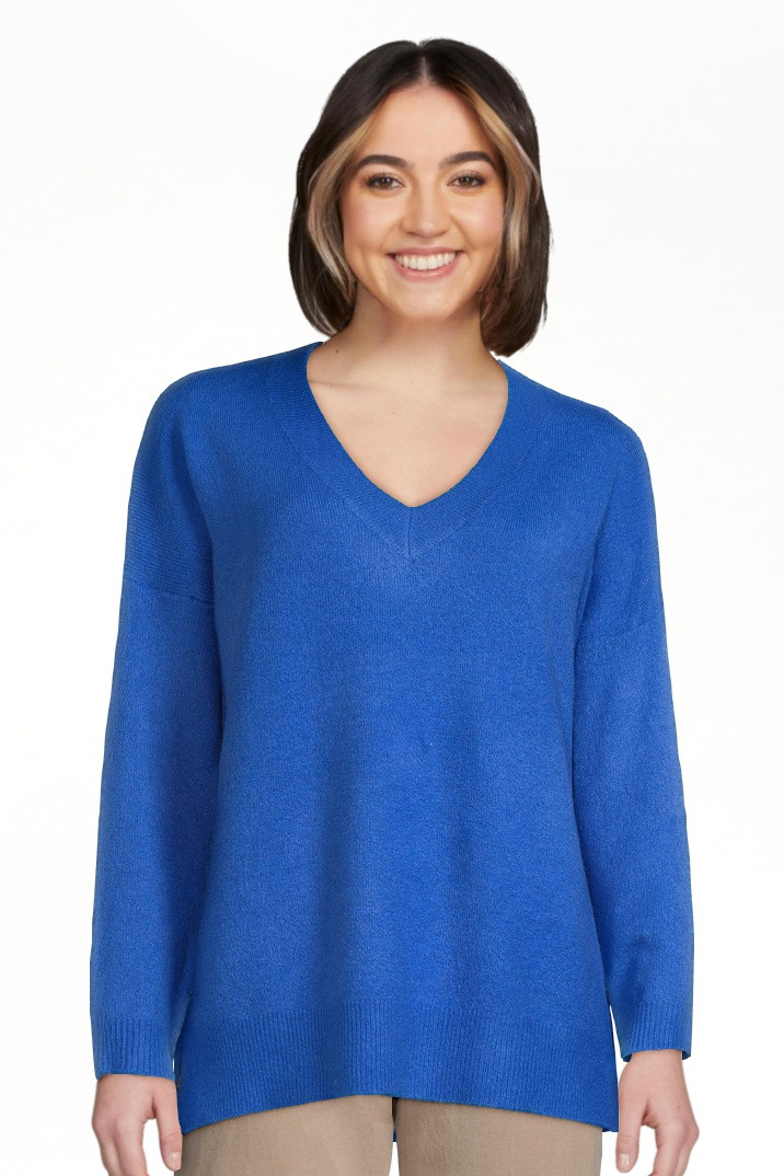 Dreamers by Debut Womens Oversized V-Neck Long Sleeve Pullover Sweater | Walmart (US)