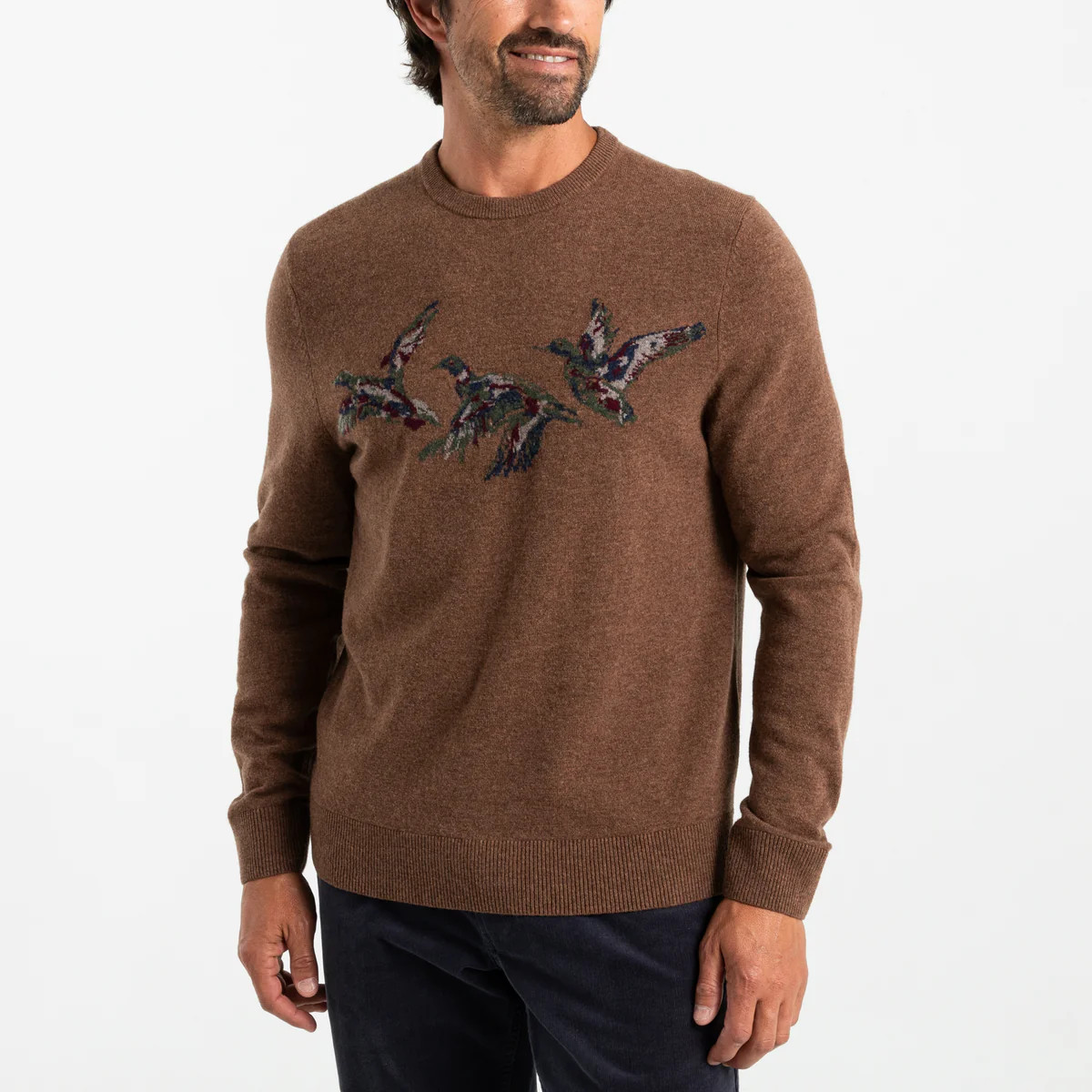 Flying Mallard Intarsia Merino Crewneck Sweater | Duck Head Apparel