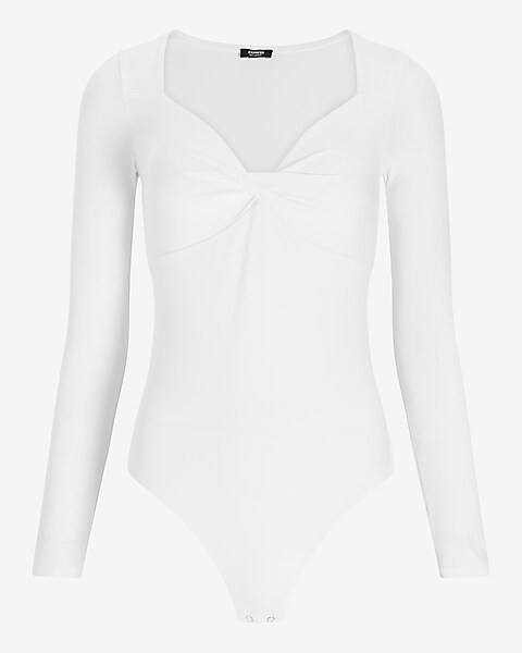 Body Contour Silky Twist Front Thong Bodysuit | Express