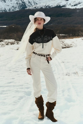 By Anthropologie Studded Half-Zip Sweatshirt | Anthropologie (US)