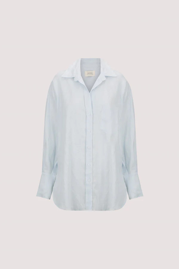 ELLIS ICE BLUE LONG SLEEVE LINEN SHIRT | DISSH