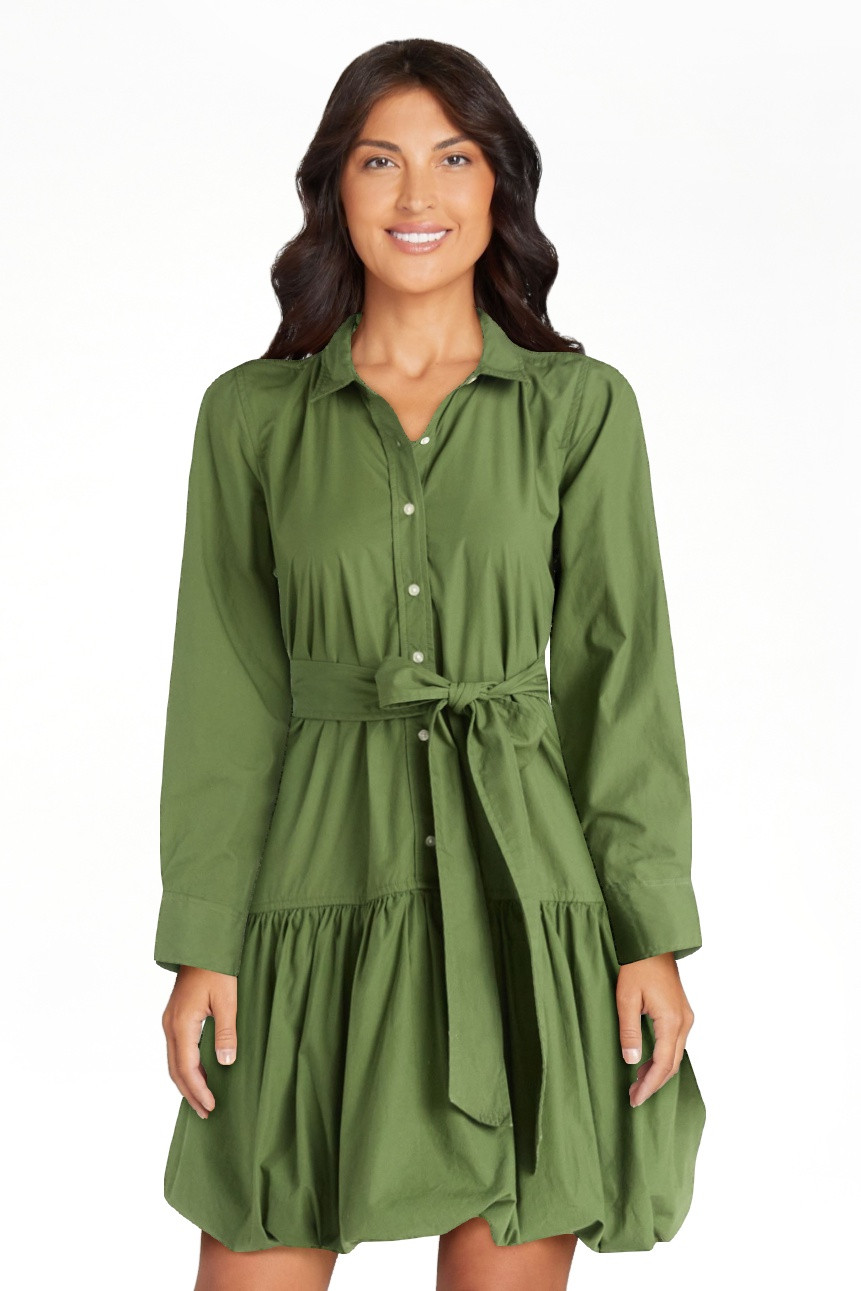 Free Assembly Women's Belted Bubble Hem Cotton Mini Dress with Long Sleeves, Sizes XS-XXL | Walmart (US)