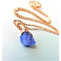 Dainty Rose Gold Tanzanite Necklace Raw Crystal Gemstone | Etsy (US)