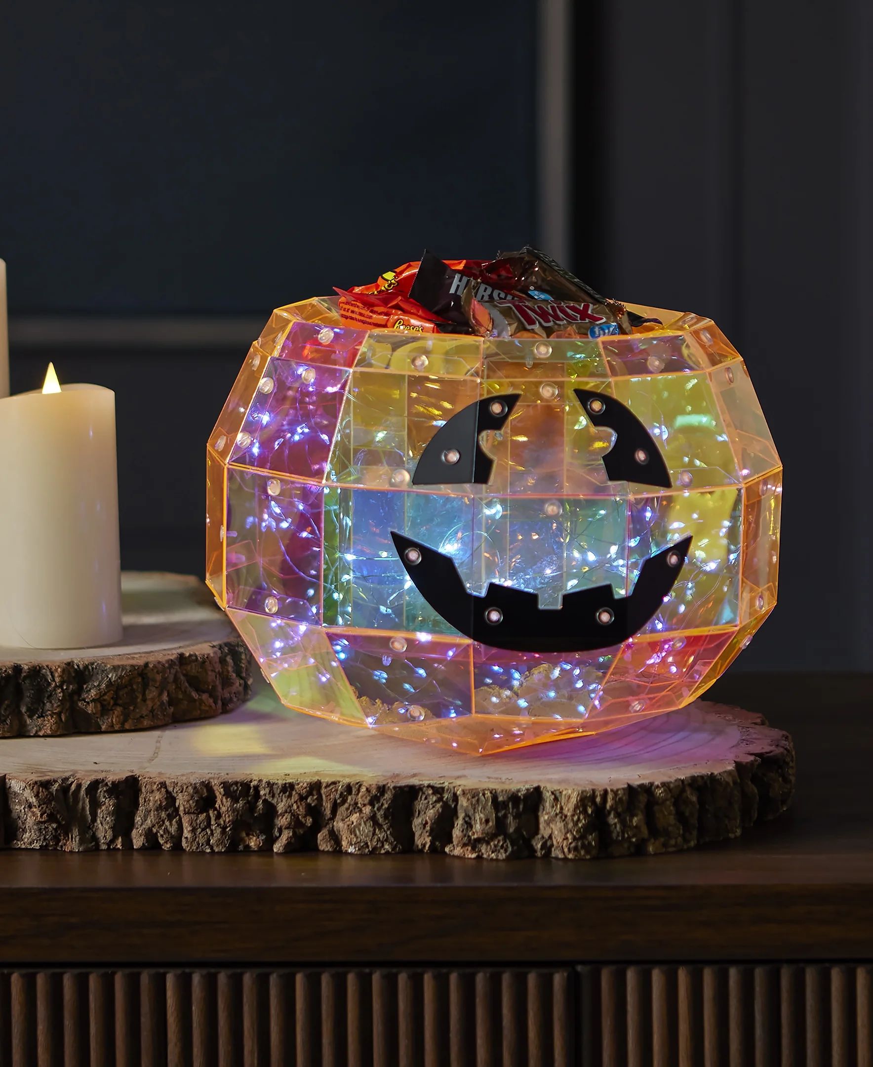 Seasonal LLC Halloween LED Lights - Prismatic Iridescent Pumpkin Candy Box 9" | Walmart (US)