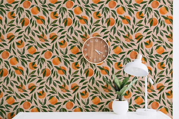 Orange Harvest Wallpaper  Removable Self Adhesive | Etsy | Etsy (US)