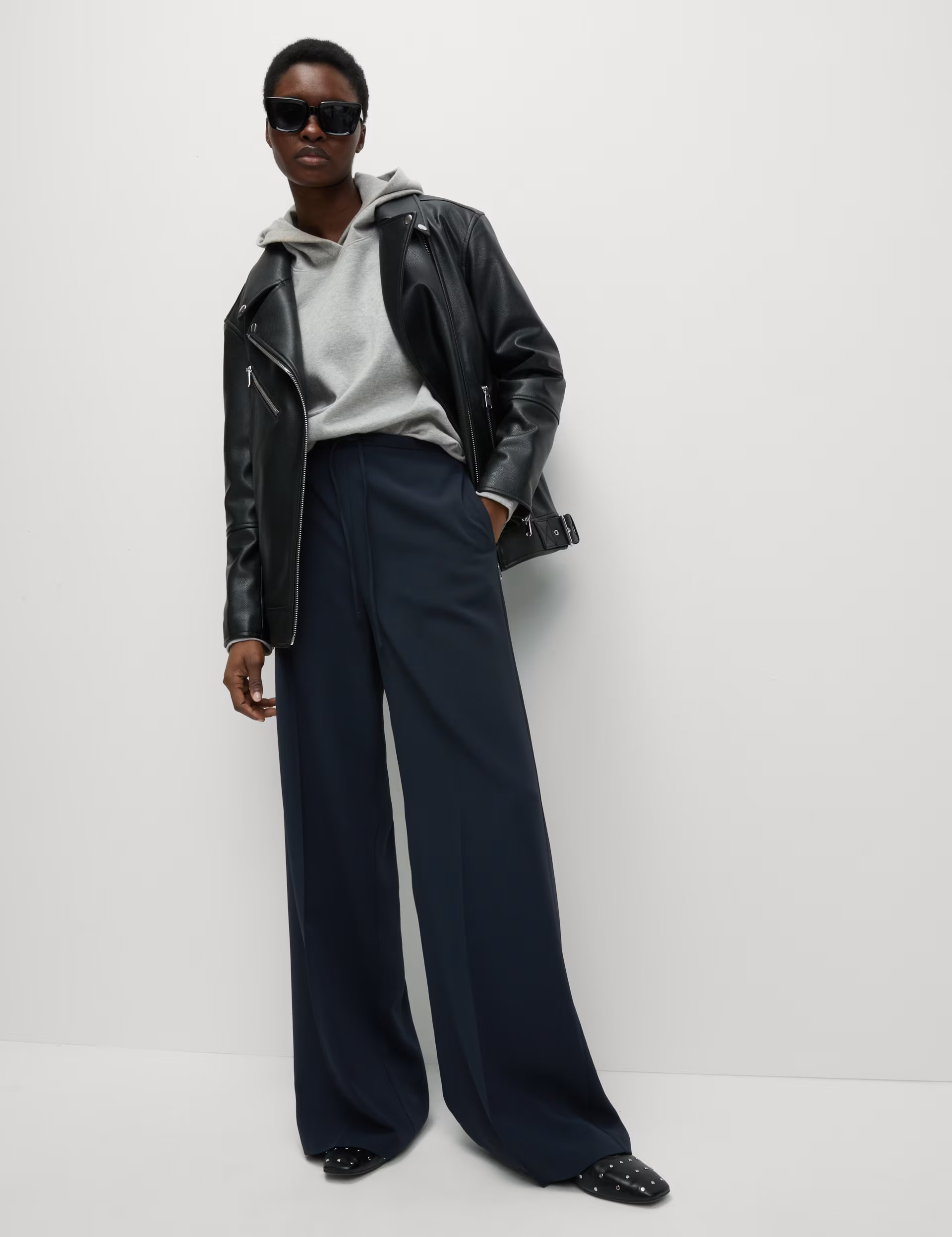 Crepe Elasticated Waist Wide Leg Trousers | Marks & Spencer (UK)