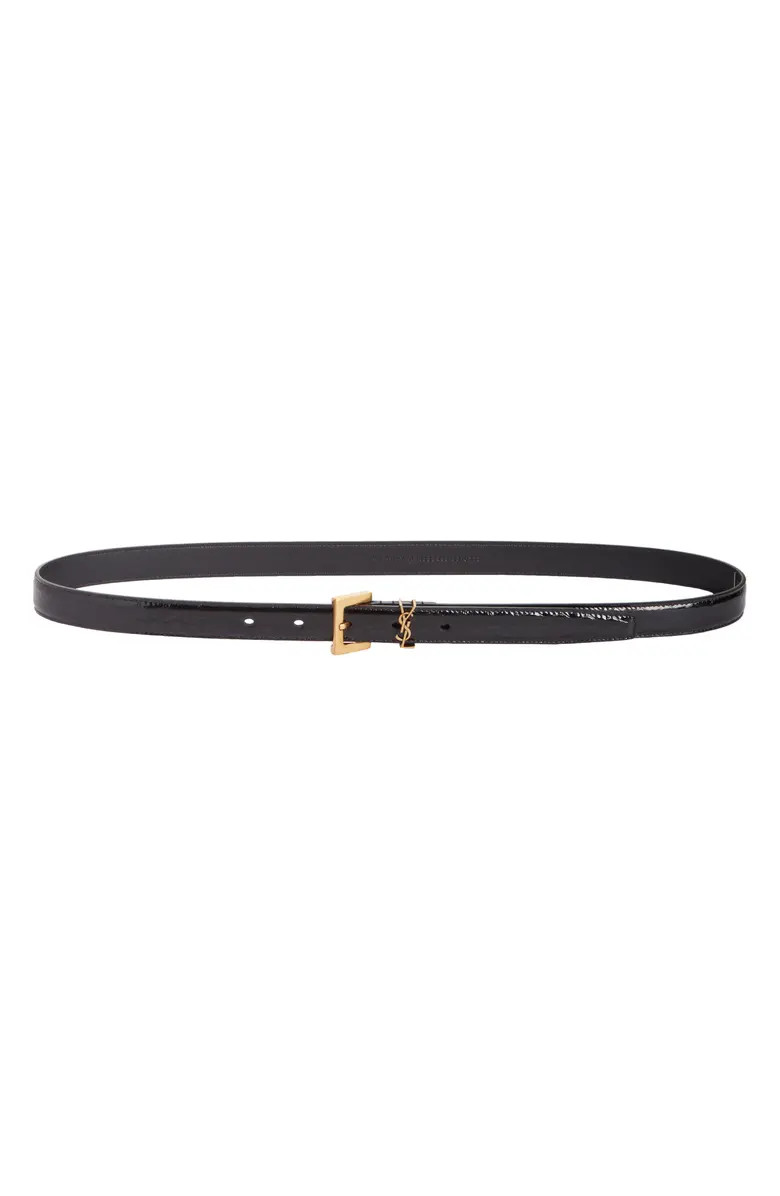 YSL Logo Slim Patent Leather Belt | Nordstrom