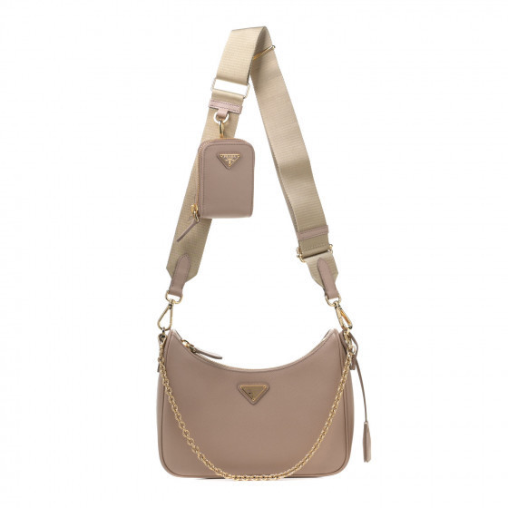 PRADA Saffiano Re-Edition 2005 Shoulder Bag Cammeo Beige | Fashionphile