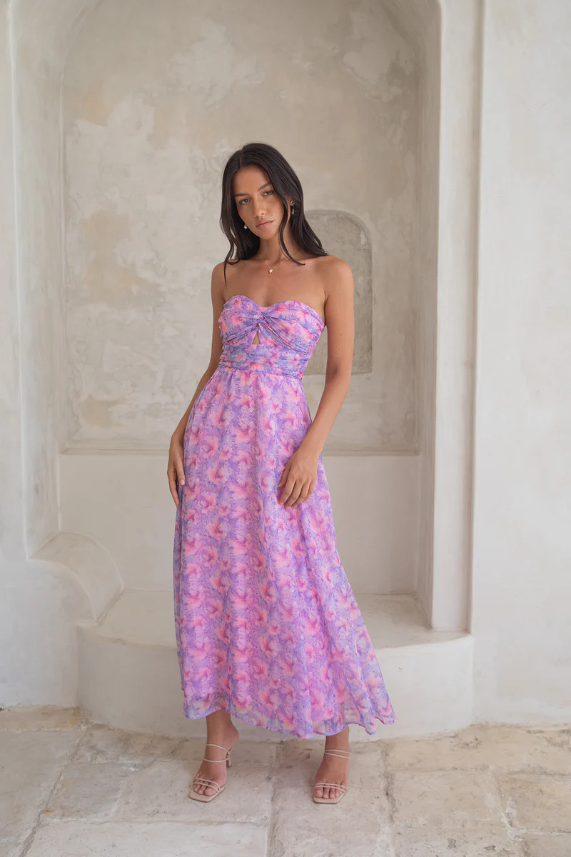 Upon The Moon Strapless Maxi Dress Purple | Fortunate One