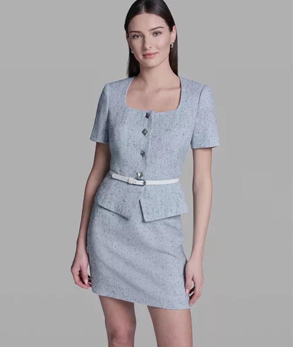 bcbg women's short-sleeve button-front jacket and BCBG Women's Novelty Mini Skirt

#LTKootd