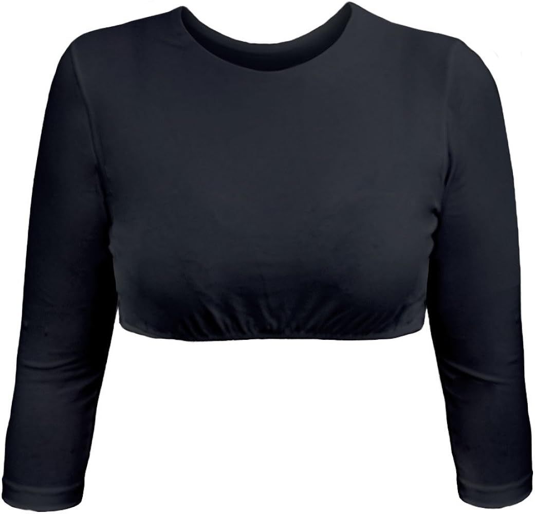 Kosher Casual Women's Modest High Neck Cropped Layering Shell - Viscose Spandex 3-4 Sleeve Base P... | Amazon (US)