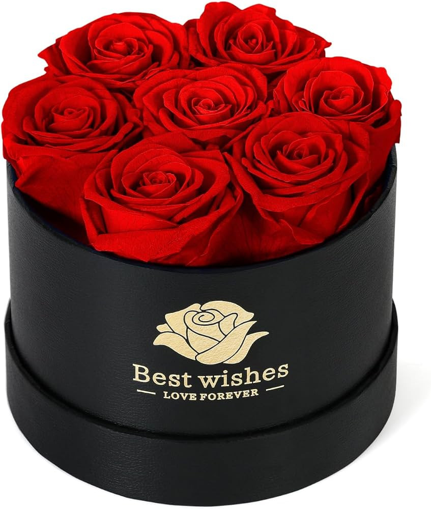 Valentines Day Gifts for Her,Birthday Gifts for Women,7 Pcs Preserved Real Roses Gifts for Her,Va... | Amazon (US)