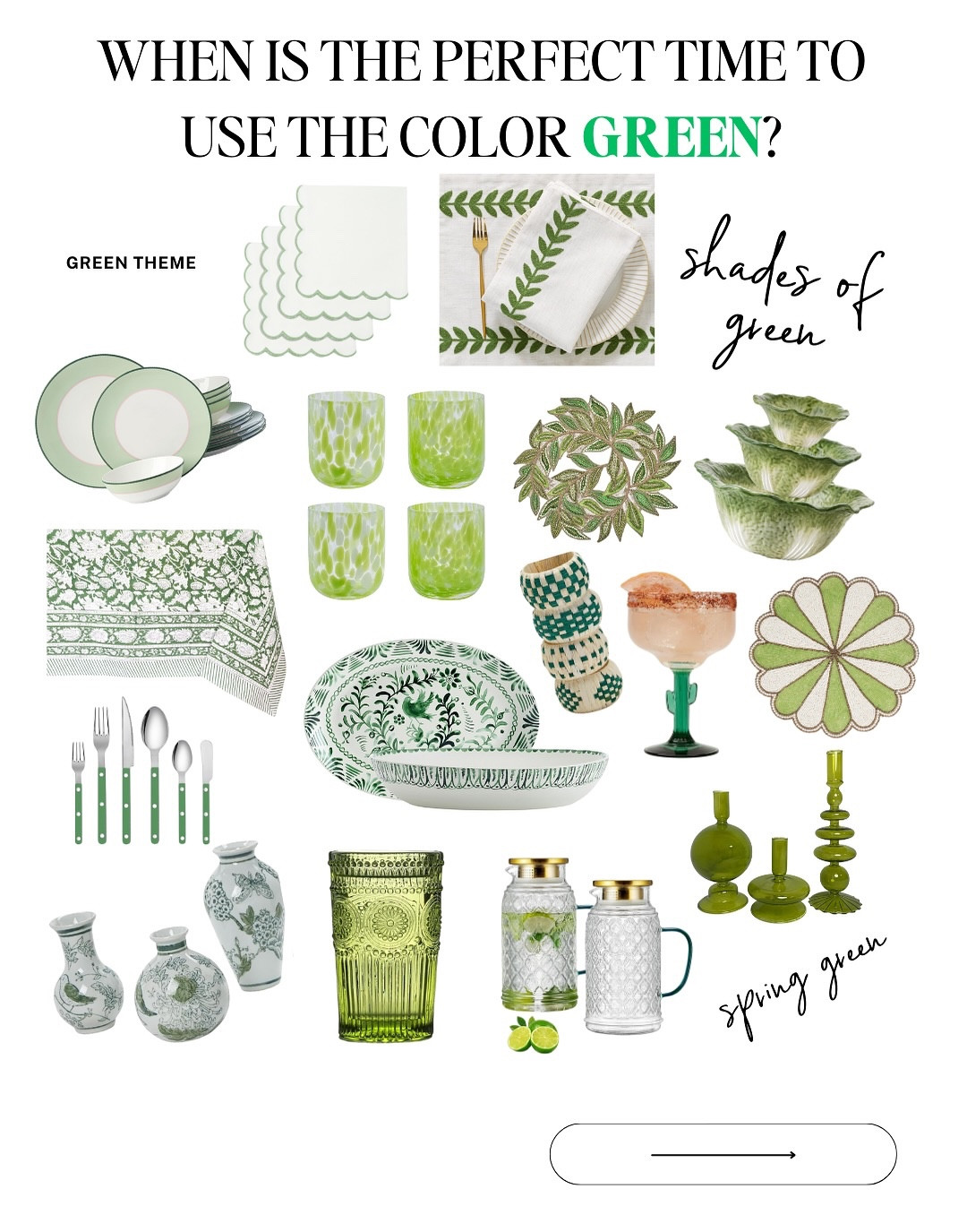 Stuck in a color rut? Let’s bring your space to life. From vibrant dinnerware to chic accents, green is the perfect color to incorporate year-round. Ready to add some green to your home?

Binge my content for all things design, entertaining, and family fun! Follow along for more. 

#InteriorDesign #HostingTips #partyplanning #HomeDecor #GreenVibes #TablescapeInspo #HomeStyling #SeasonalDecor #ShopTheLook #GreenLiving #TableSetting #EntertainingAtHome #HomeMakeover #DesignInspiration #GreenDecor #LangstonLiving #HomeInspo
#ColorTrends
#InteriorDesignInspo
#SpringDecor