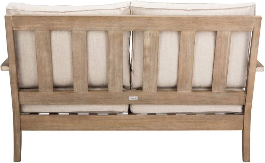 Safavieh CPT1012A Couture Martinique Natural and White Wood Outdoor Patio Loveseat | Amazon (US)