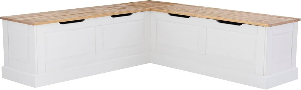 Linon Harris Natural and White Two Tone Backless Corner Breakfast Nook - Nook Only, Table is NOT ... | Amazon (US)