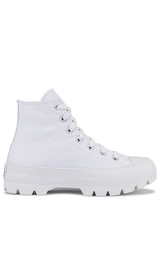 Chuck Taylor All Star Lugged Hi Sneaker in White & Black | Revolve Clothing (Global)