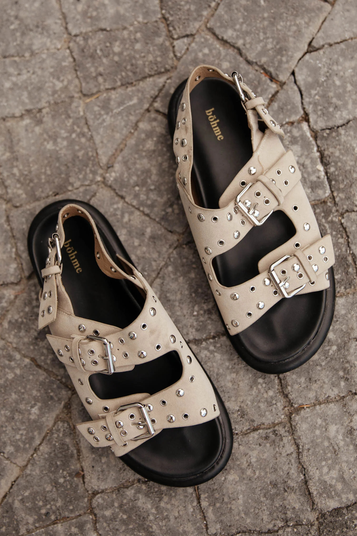 Zaya Buckle Sandals in Beige - böhme | Böhme US