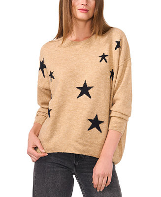 Vince Camuto Women's Star-Print Dropped-Shoulder Sweater - Macy's | Macy's