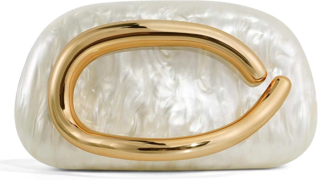 Clutch Purses for Women Formal, PU Leather/Marble Acrylic Evening Bags with Chain, Trendy Metal H... | Amazon (US)