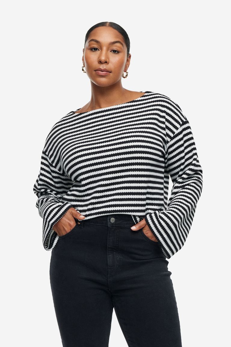 Boxy Sweater - Black/white striped - Ladies | H&M US | H&M (US + CA)