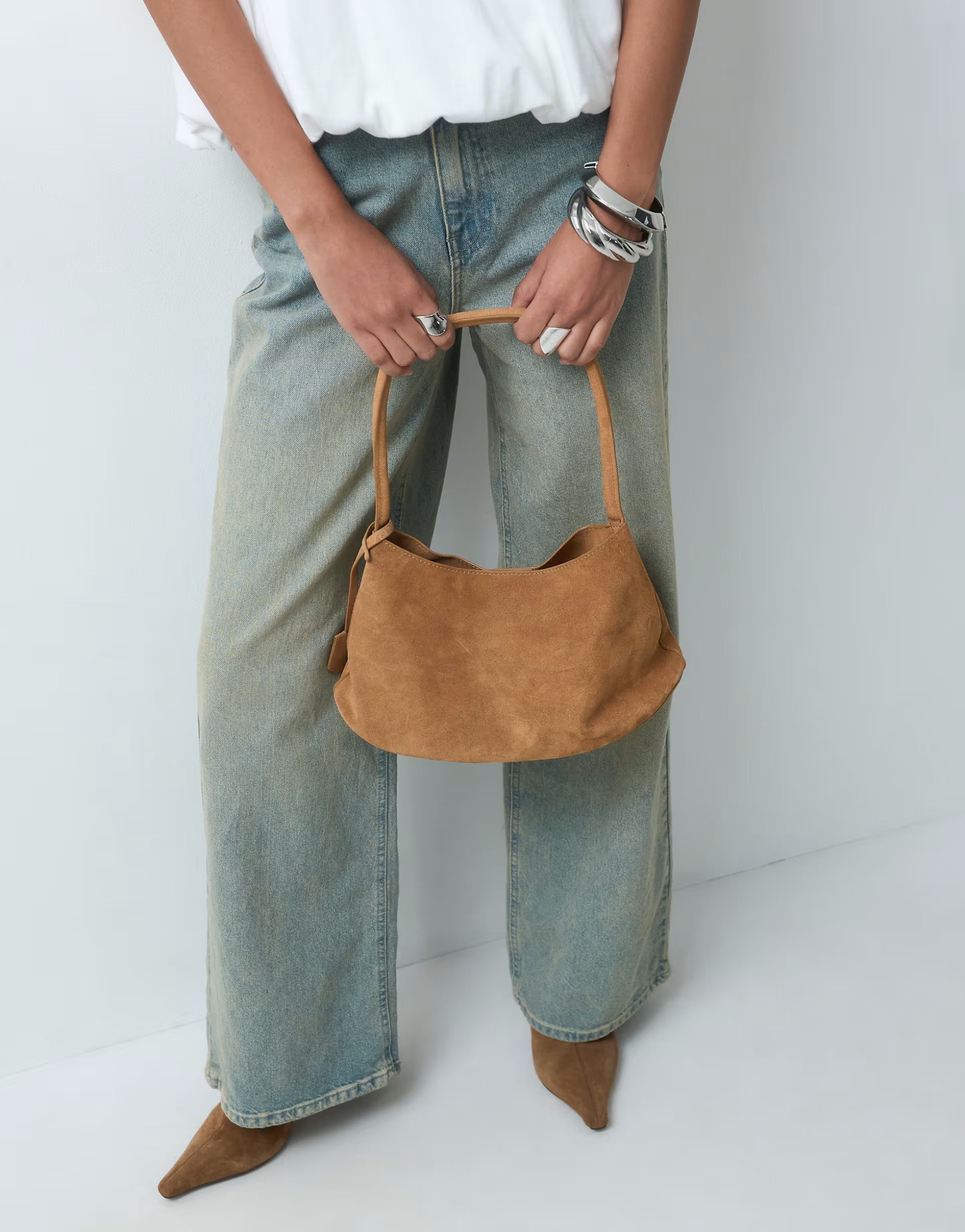 ASOS DESIGN suede shoulder bag with internal pouch in tan | ASOS (Global)