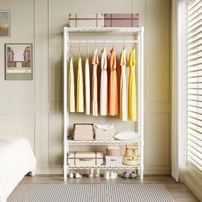 Freestanding Clothes Rack,Garment Rack with Rod for Hanging Clothes,Adjustable 3-Tier Closet Rack Storage Organizer Wardrobe for Bedroom Dorm Laundry | Target