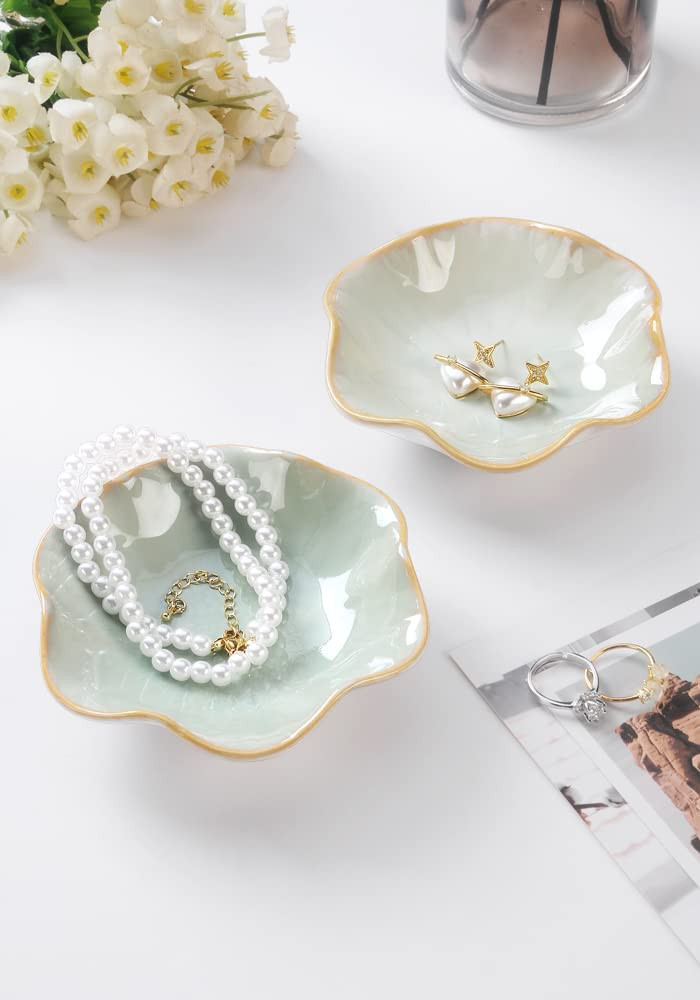 Lotus Leaf Shape Decorative Ring Tray, Small Key Bowl, Ceramic Trinket Tray Jewelry Dish Organizi... | Amazon (US)