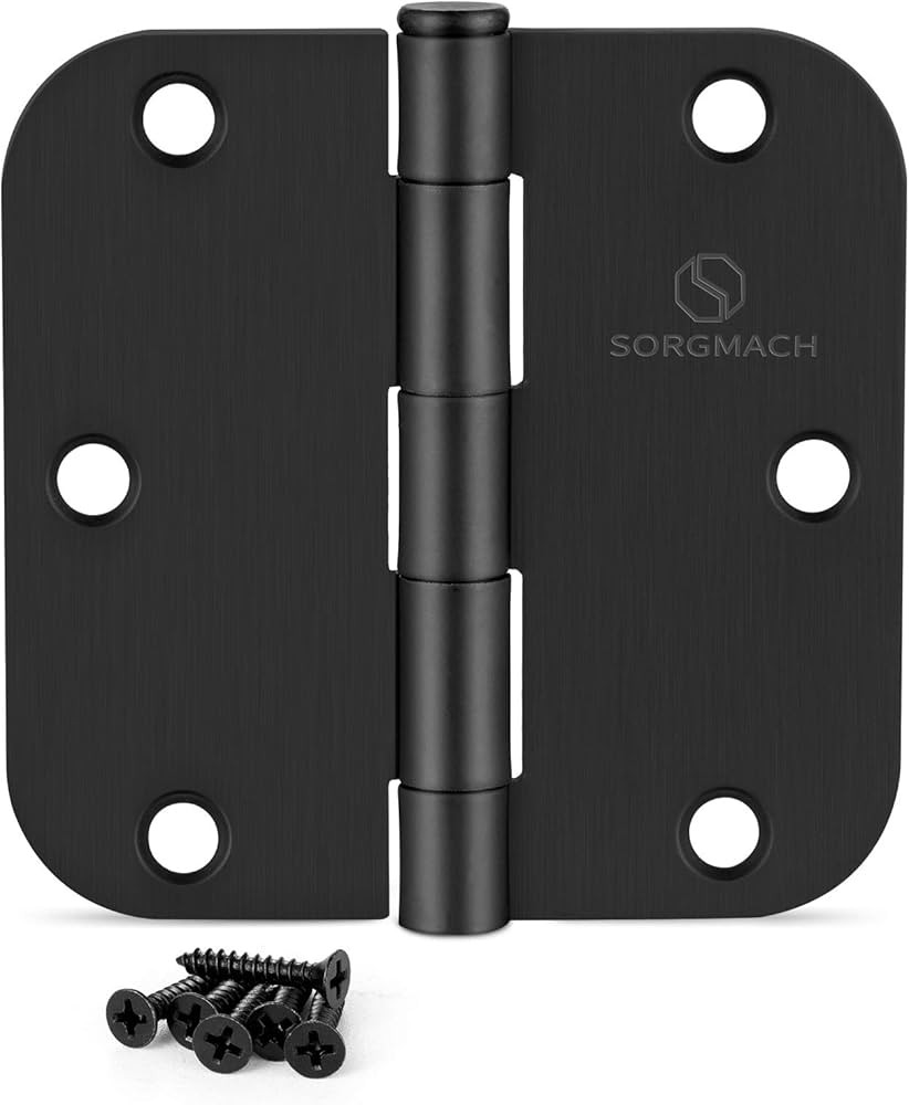 Door Hinges 3 1/2 Inch Matte Black 3.5 Inch Interior Hinges 5/8" Radius Round Door Hinge 3 1/2 In... | Amazon (US)