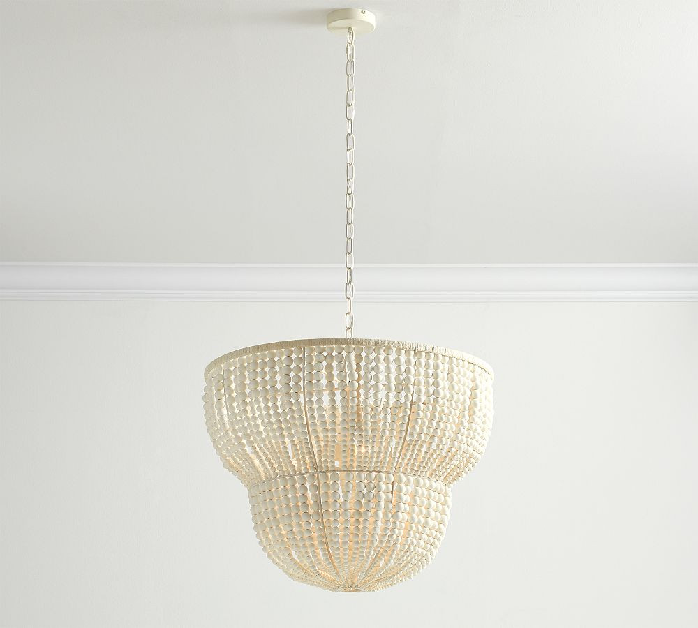 Bristol Wood Bead 2-Tier Chandelier | Pottery Barn (US)