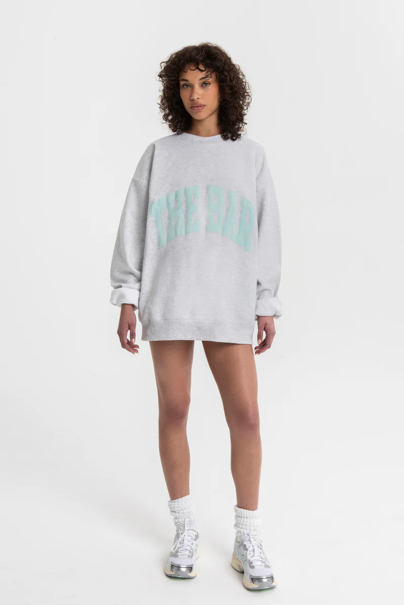 VARSITY SWEATSHIRT LT HEATHER GREY/MINT | The Bar