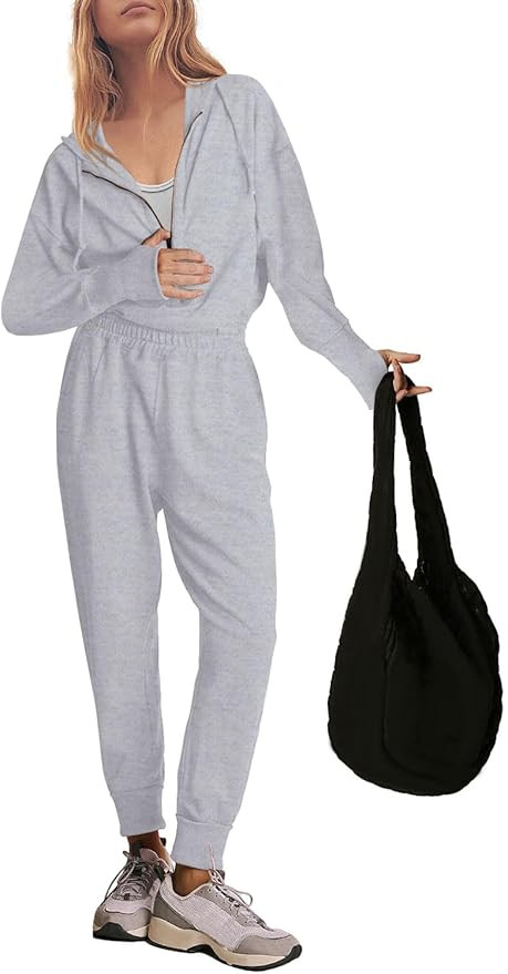 LAMISSCHE Womens Jumpsuits One Piece Zip Up Hoodie Outfits Long Sleeve Elastic High Waisted Hoode... | Amazon (US)