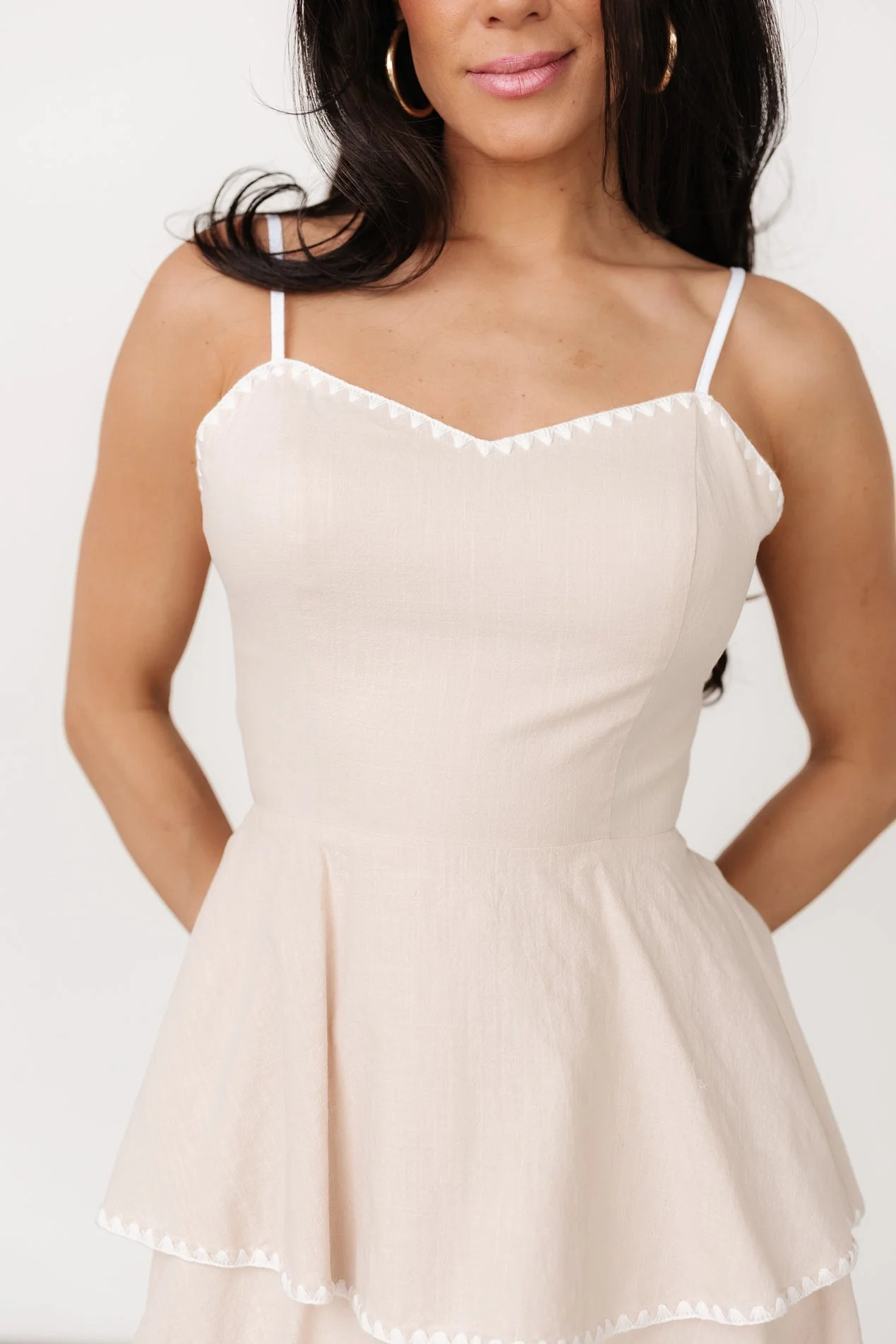Odette Tiered Dress | Natural + White | Baltic Born