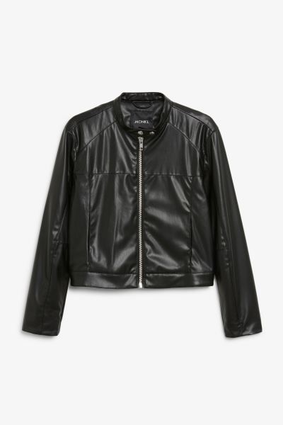 Faux leather jacket with round collar | H&M (UK, MY, IN, SG, PH, TW, HK)
