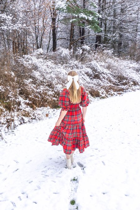 A very merry Christmas ⭐️

Red plaid, dress, white boots, ankle boots, hair bow, holiday, ootd 

#LTKHoliday