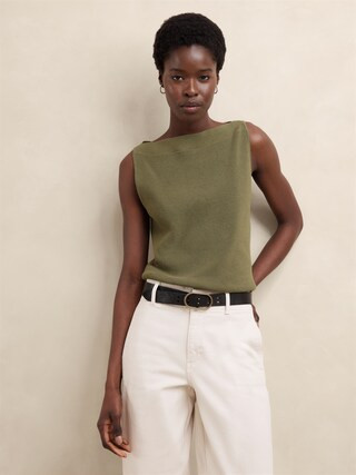 Ribbed Boat-Neck Sweater Tank | Banana Republic Factory