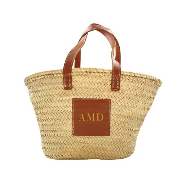 Monogrammed Straw Tote | Sprinkled With Pink