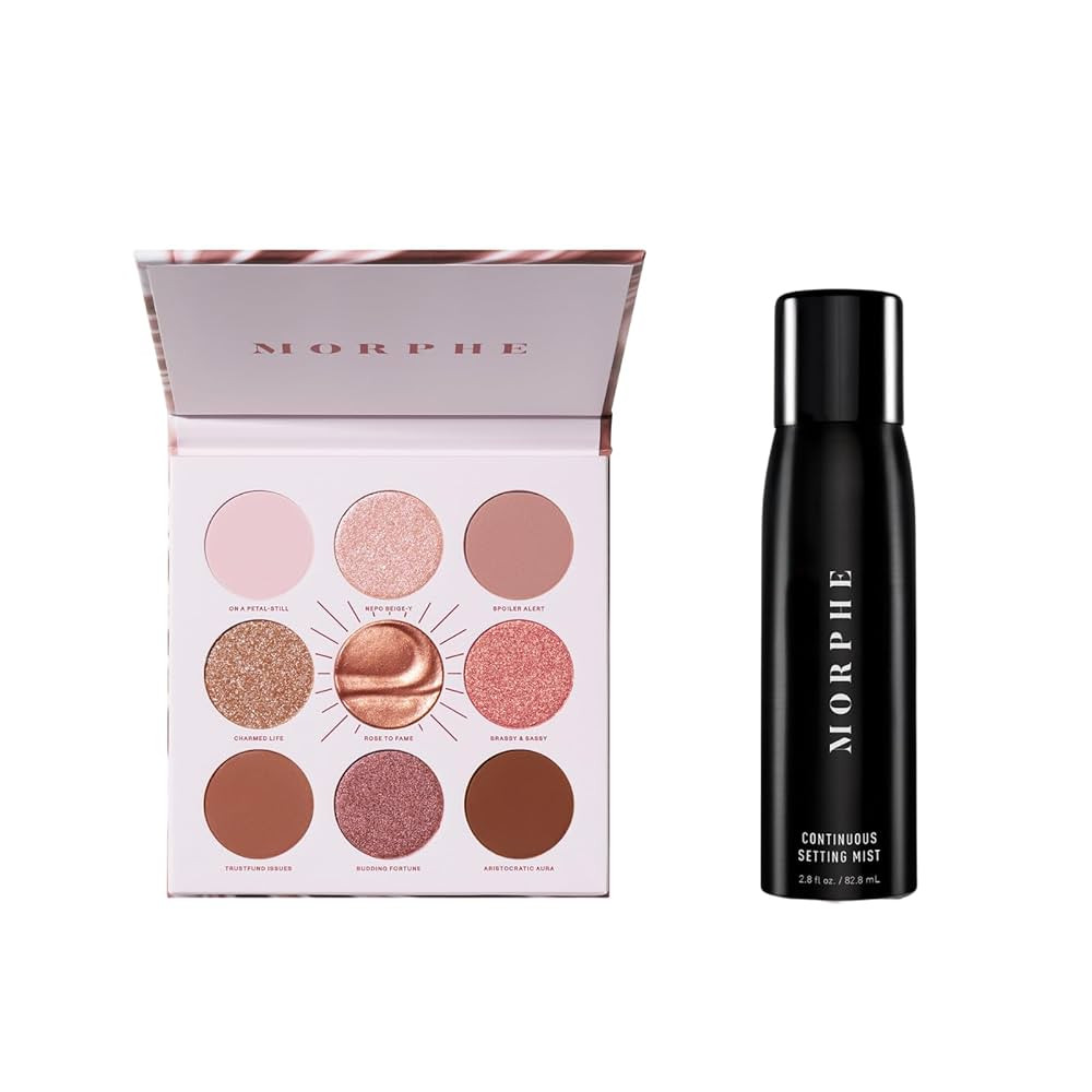 MORPHE Rich & Foiled Eyeshadow Palette - Rose to Fame (0.35 oz) + Continuous Setting Spray (2.8 o... | Amazon (US)