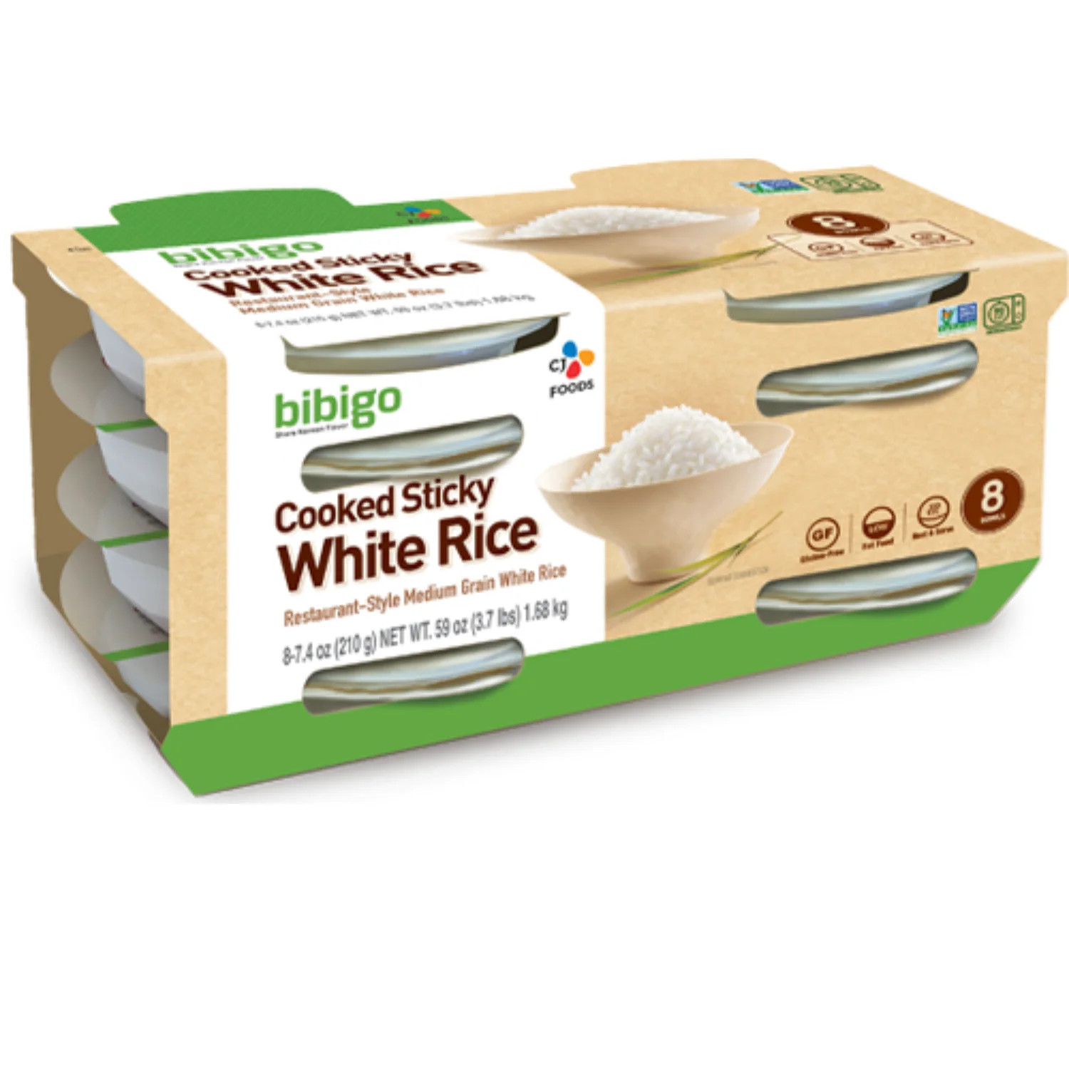 Bibigo Cooked Sticky White Rice 7.4 oz Bowls | Restaurant-Style Medium Grain White Rice Gluten-Fr... | Walmart (US)