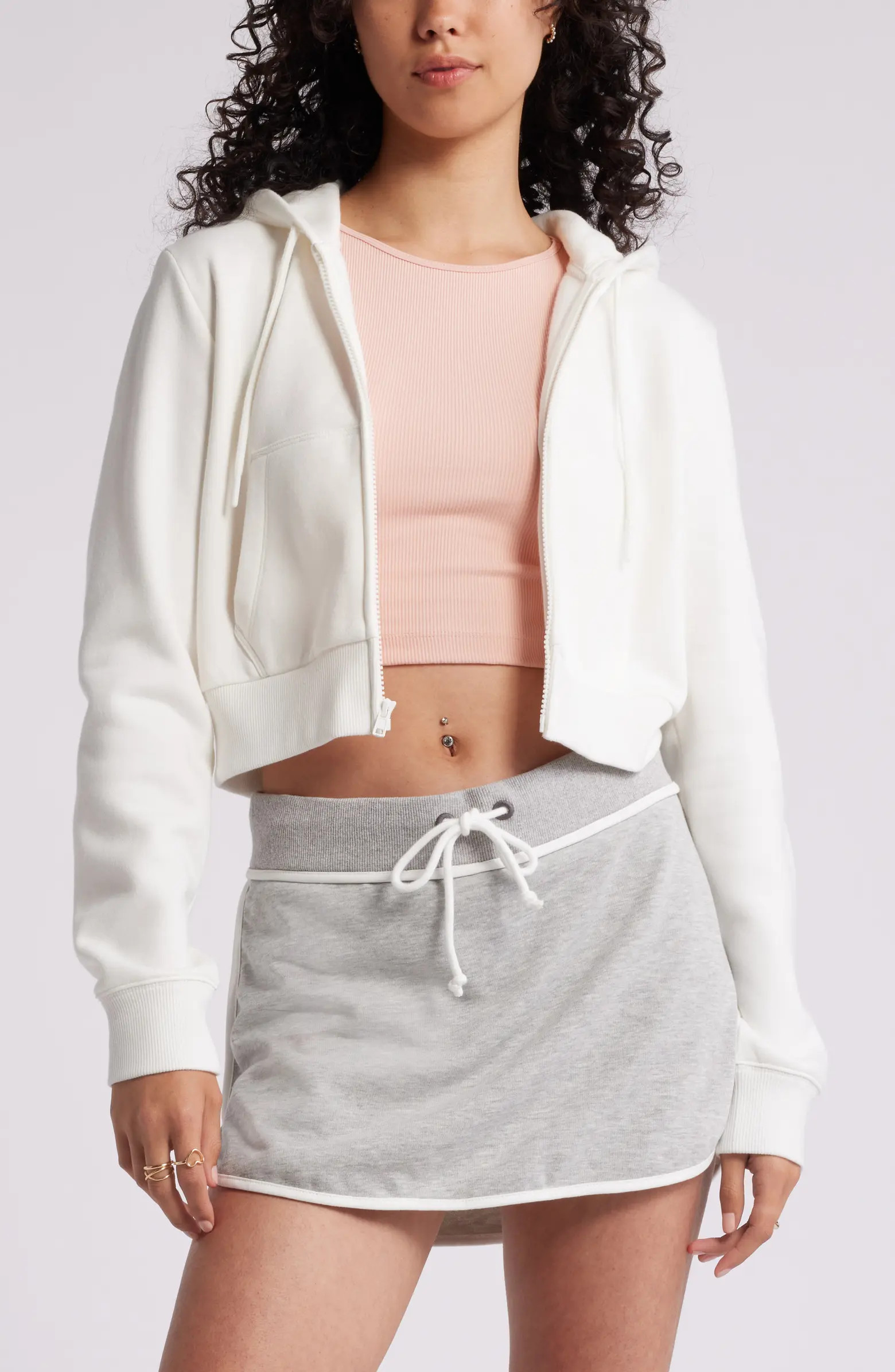 Crop Zip Fleece Hoodie | Nordstrom