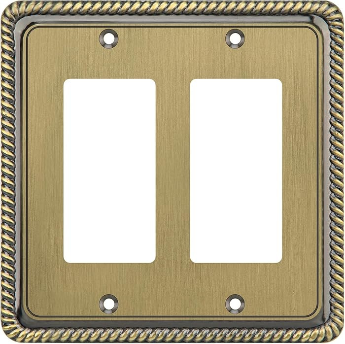 Henne Bery Rope Edge Decorative Wall Plate Switch Plate Outlet Cover (Double Decorator, Antique B... | Amazon (US)