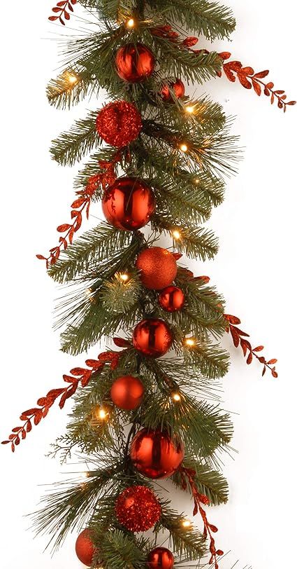 National Tree Company Pre-Lit Artificial Christmas Garland, Green, Evergreen, White Lights, Decor... | Amazon (US)