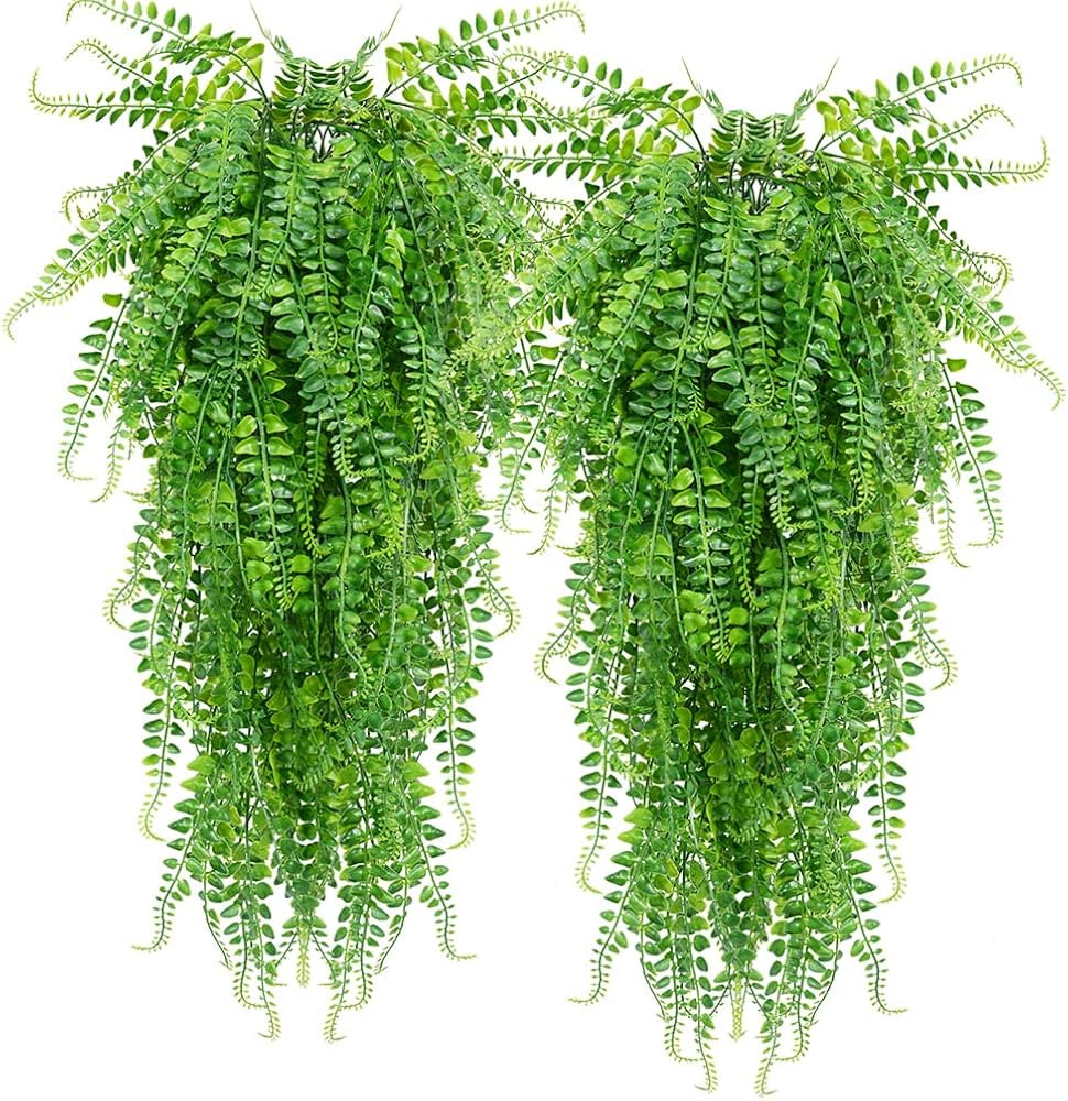 SzJias Artificial Hanging Plants Fake Plants Ferns Faux Hanging Plants for Patio Porch Outdoor Pl... | Amazon (US)