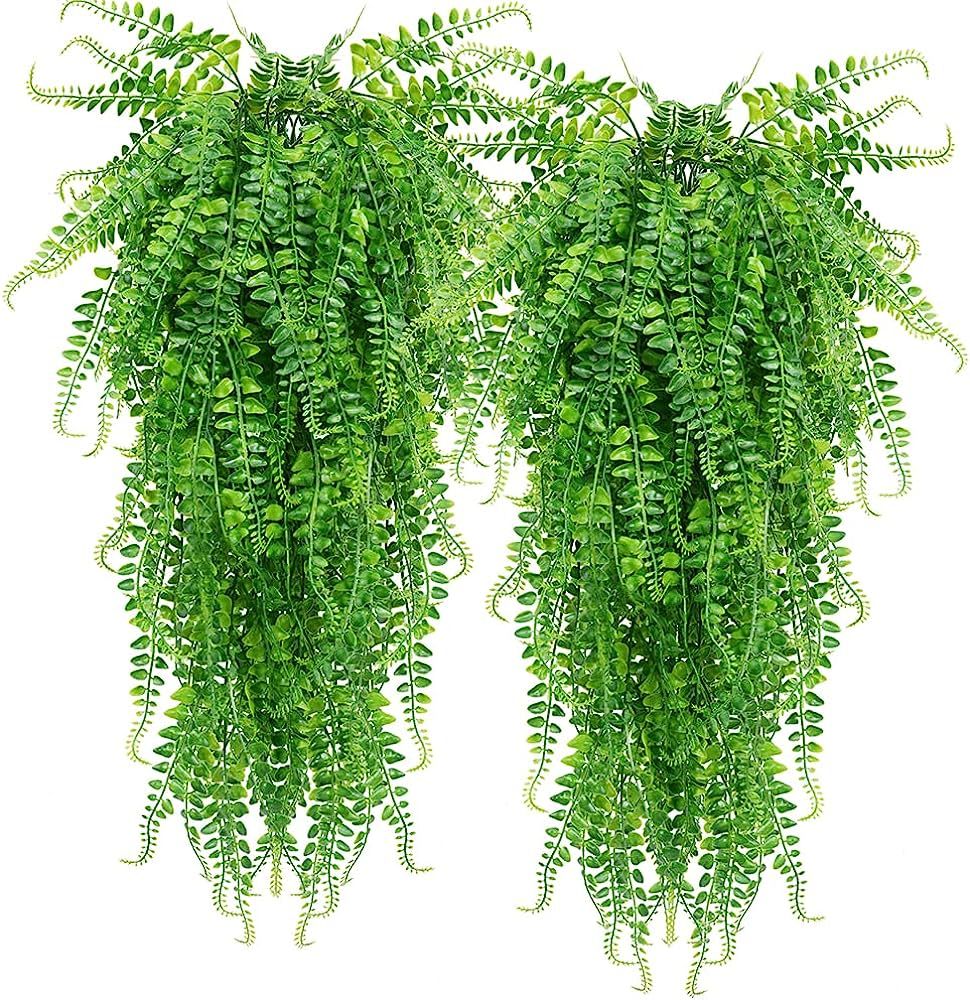 SzJias Artificial Hanging Plants Fake Plants Ferns Faux Hanging Plants for Patio Porch Outdoor Pl... | Amazon (US)