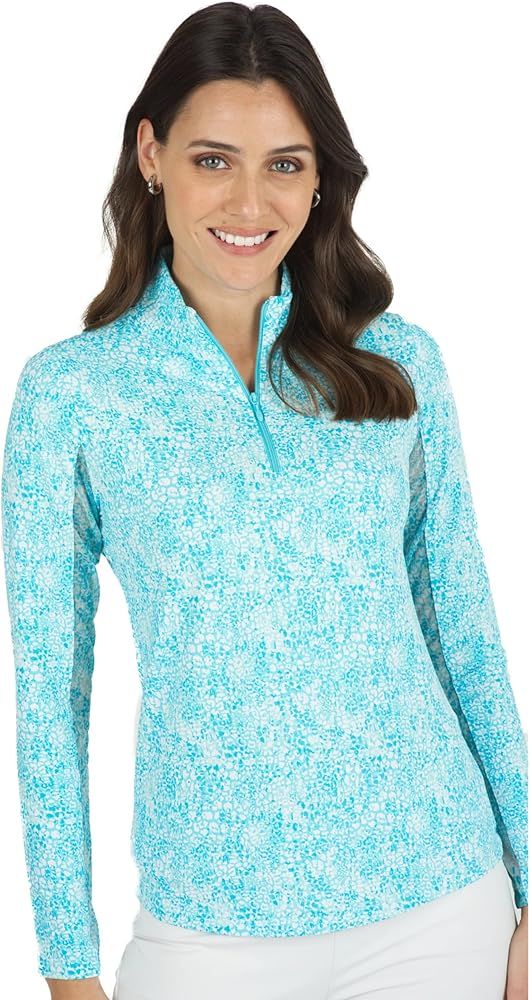 IBKUL Athleisure Wear Sun Protective UPF 50+ Icefil Cooling Tech Abstract Skin Print Long Sleeve ... | Amazon (US)