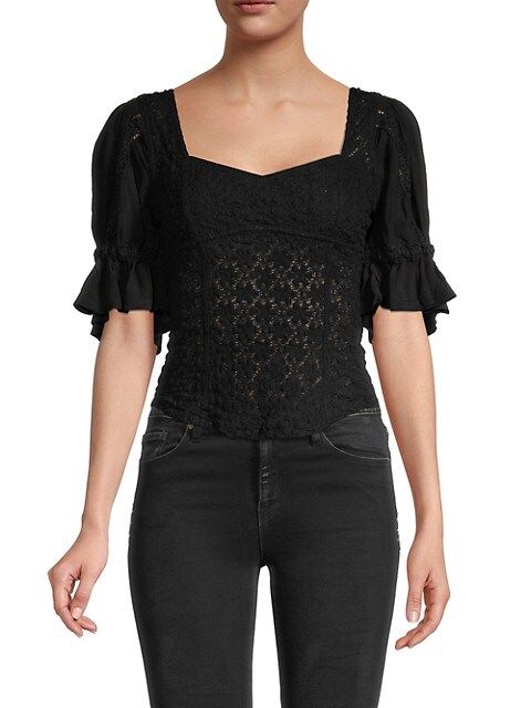 Lace Puff-Sleeve Top | Saks Fifth Avenue OFF 5TH